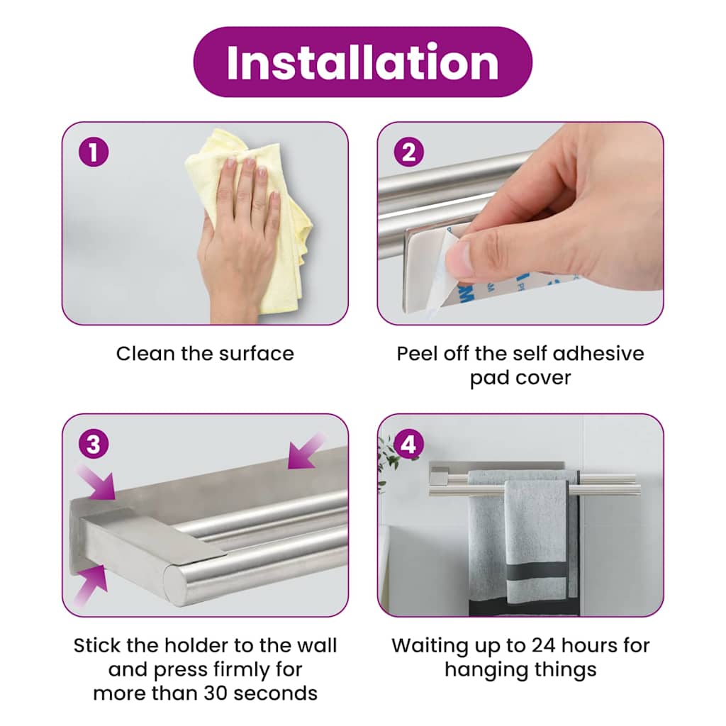 Ράφι Πετσέτας Ασημί 40 x 9 x 4 εκ Ανοξείδωτο ατσάλι