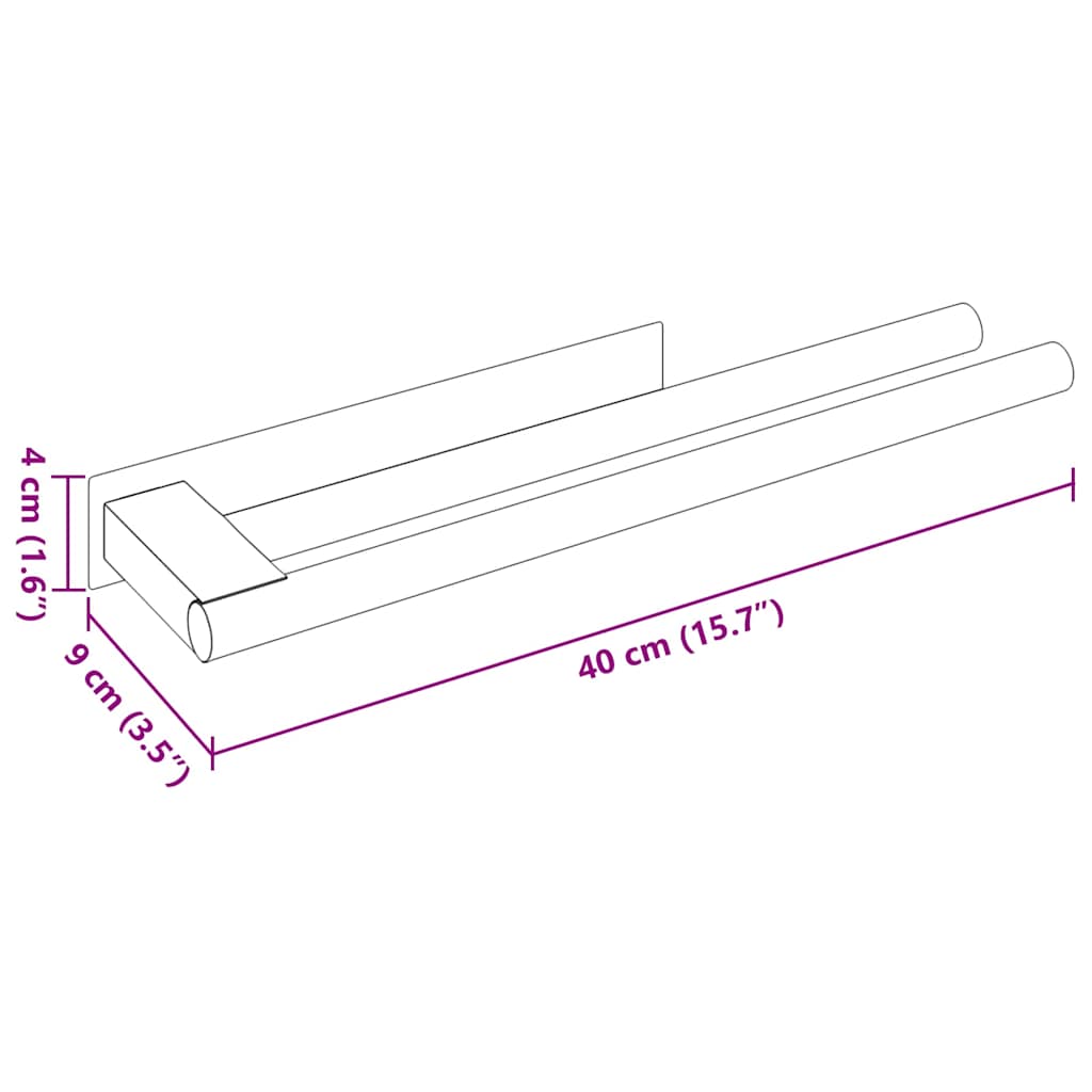 Ράφι Πετσέτας Μαύρο 40 x 9 x 4 εκ Ανοξείδωτο ατσάλι - Pakobazaar