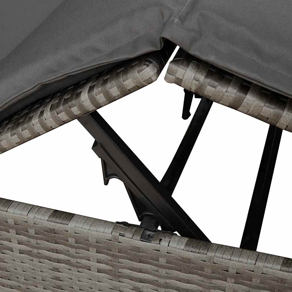 Διπλή ξαπλώστρα Γκρι 205 x 129 x 200 εκ συνθετικό ρατάν