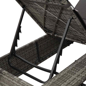 Διπλή ξαπλώστρα Γκρι 205 x 129 x 200 εκ συνθετικό ρατάν