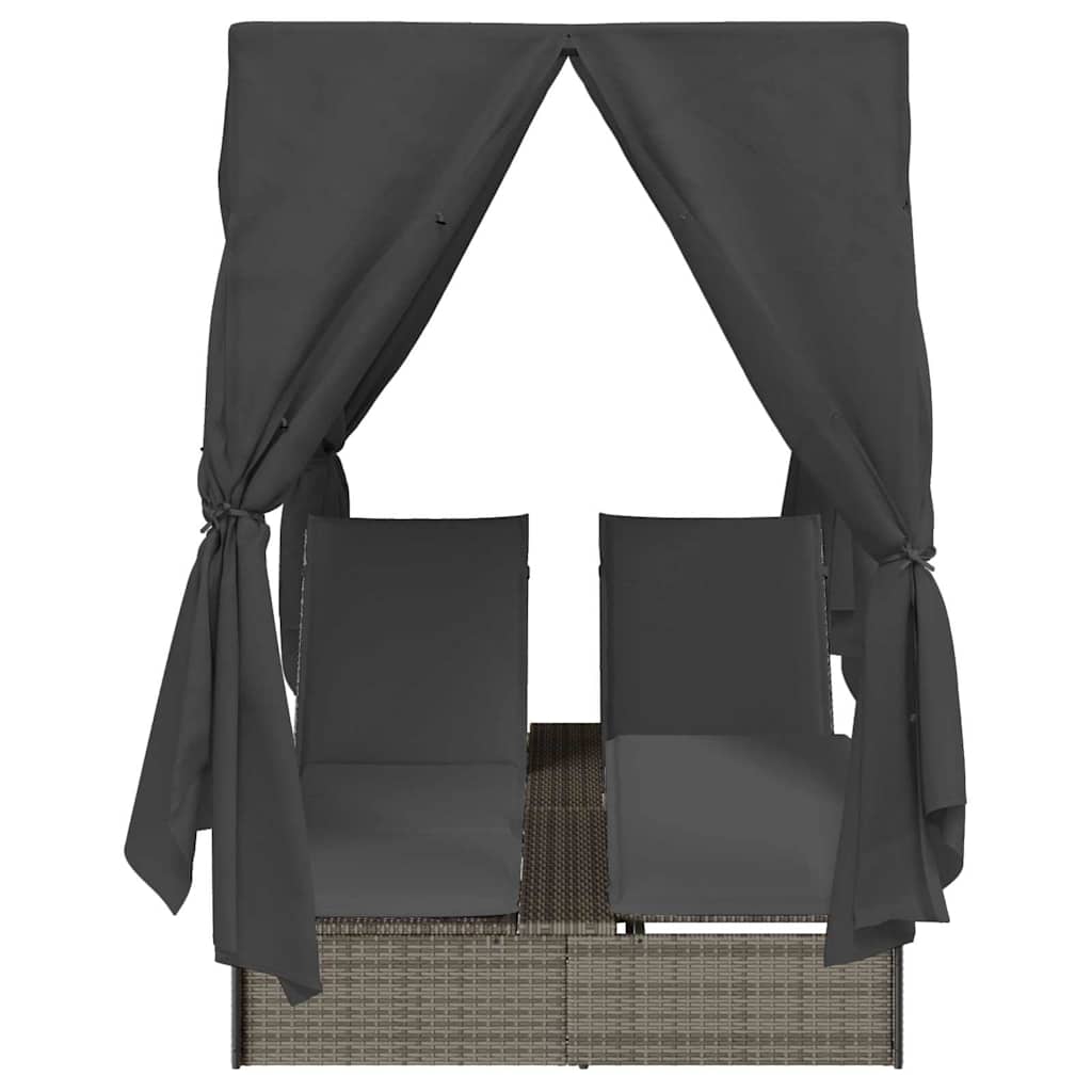 Διπλή ξαπλώστρα Γκρι 205 x 129 x 200 εκ συνθετικό ρατάν