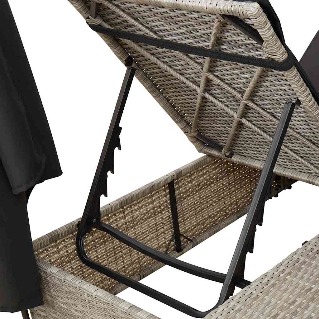Διπλή ξαπλώστρα Ανοιχτό γκρι 205 x 129 x 200 εκ συνθετικό ρατάν