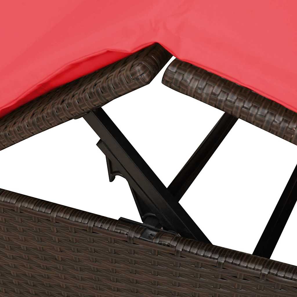 Διπλή ξαπλώστρα Κόκκινο 205 x 129 x 200 εκ συνθετικό ρατάν