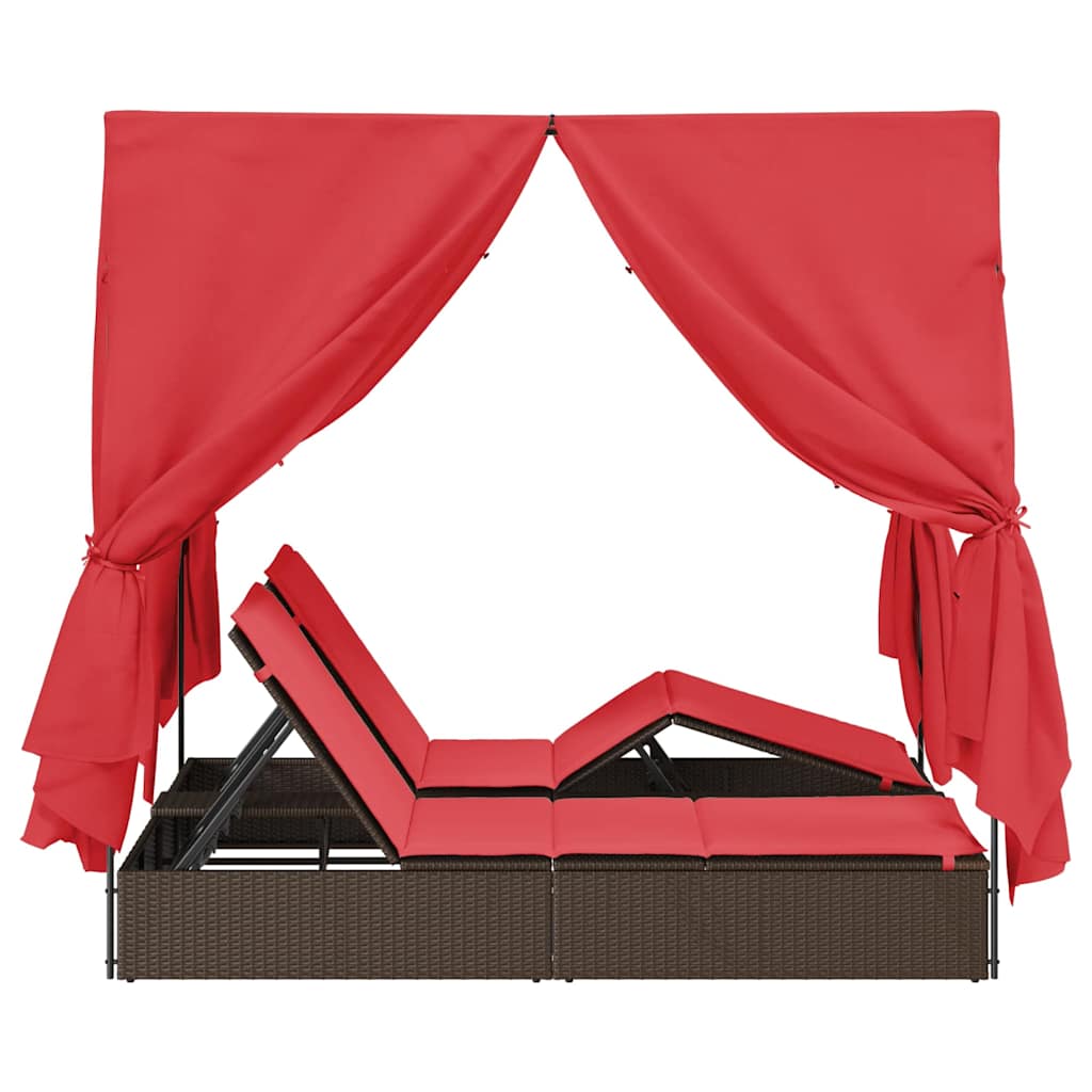 Διπλή ξαπλώστρα Κόκκινο 205 x 129 x 200 εκ συνθετικό ρατάν