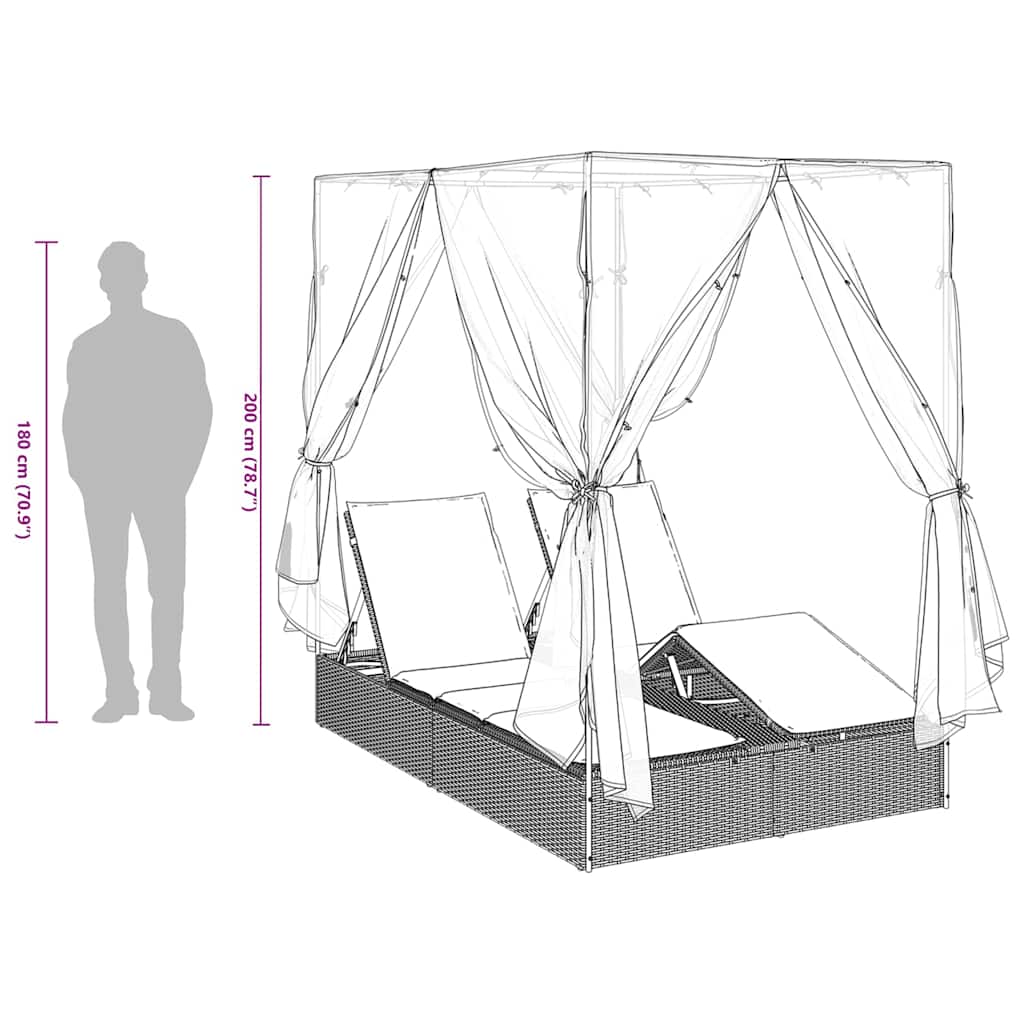 Διπλή ξαπλώστρα Κόκκινο 205 x 129 x 200 εκ συνθετικό ρατάν