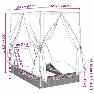 Διπλή ξαπλώστρα Τιρκουάζ 205 x 129 x 200 εκ συνθετικό ρατάν - Pakobazaar