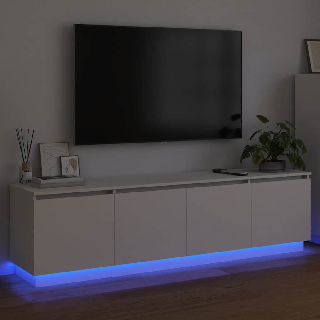 Ντουλάπι TV με led Λευκό 180 x 38 x 49 εκ Επεξεργασμένο ξύλο - Pakobazaar