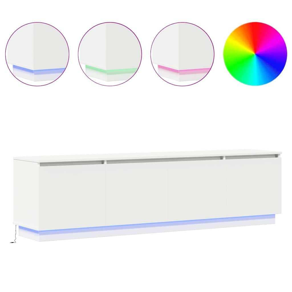 Ντουλάπι TV με led Λευκό 180 x 38 x 49 εκ Επεξεργασμένο ξύλο - Pakobazaar