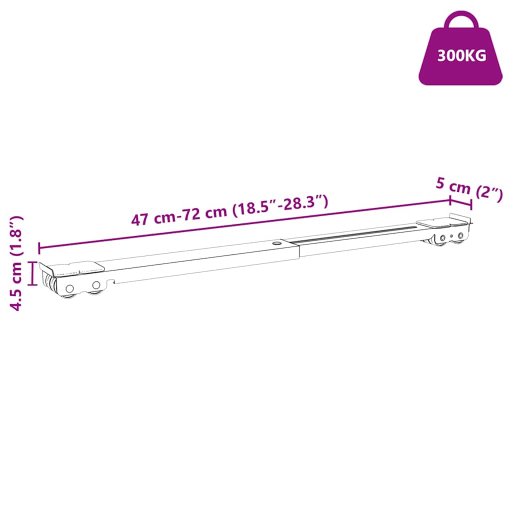 Βάση πλυντηρίου ρούχων 2 pcs Μαύρο 72 x 5 x 4,5 εκ.