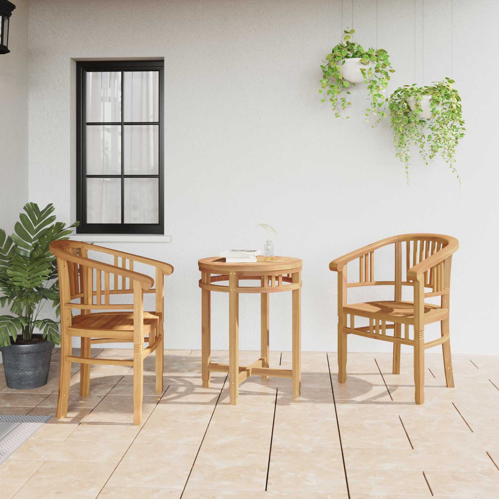 Καρέκλα 2 pcs Καφέ 63 x 58 x 89 εκ. Στερεό Ξύλο Τίκ - Pakobazaar