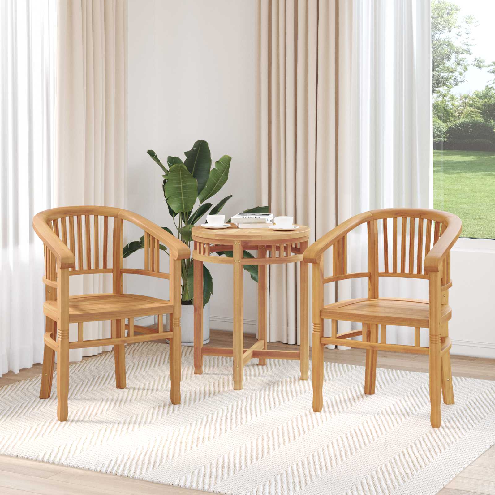 Καρέκλα 2 pcs Καφέ 63 x 58 x 89 εκ. Στερεό Ξύλο Τίκ - Pakobazaar