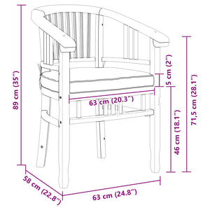 Καρέκλα 2 pcs Καφέ 63 x 58 x 89 εκ. Στερεό Ξύλο Τίκ - Pakobazaar