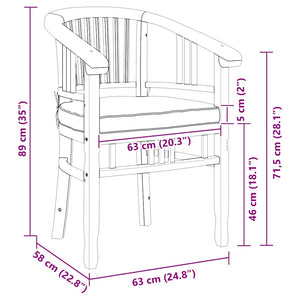 Καρέκλα με μαξιλάρι 2 pcs Καφέ 63 x 58 x 89 εκ. Στερεό Ξύλο Τίκ - Pakobazaar