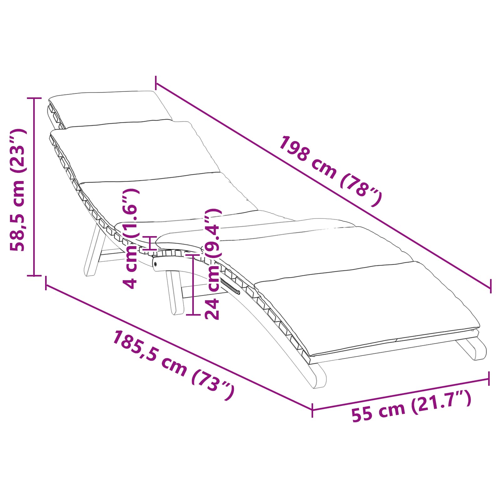 Καλοκαιρινή Ξαπλώστρα Καφέ 198 x 55 x 58,5 εκ Στερεό Ξύλο Τίκ