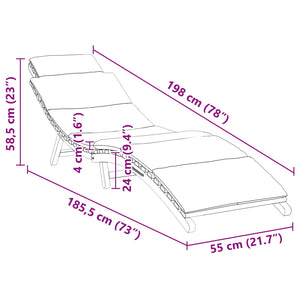 Καλοκαιρινή Ξαπλώστρα Καφέ 198 x 55 x 58,5 εκ Στερεό Ξύλο Τίκ