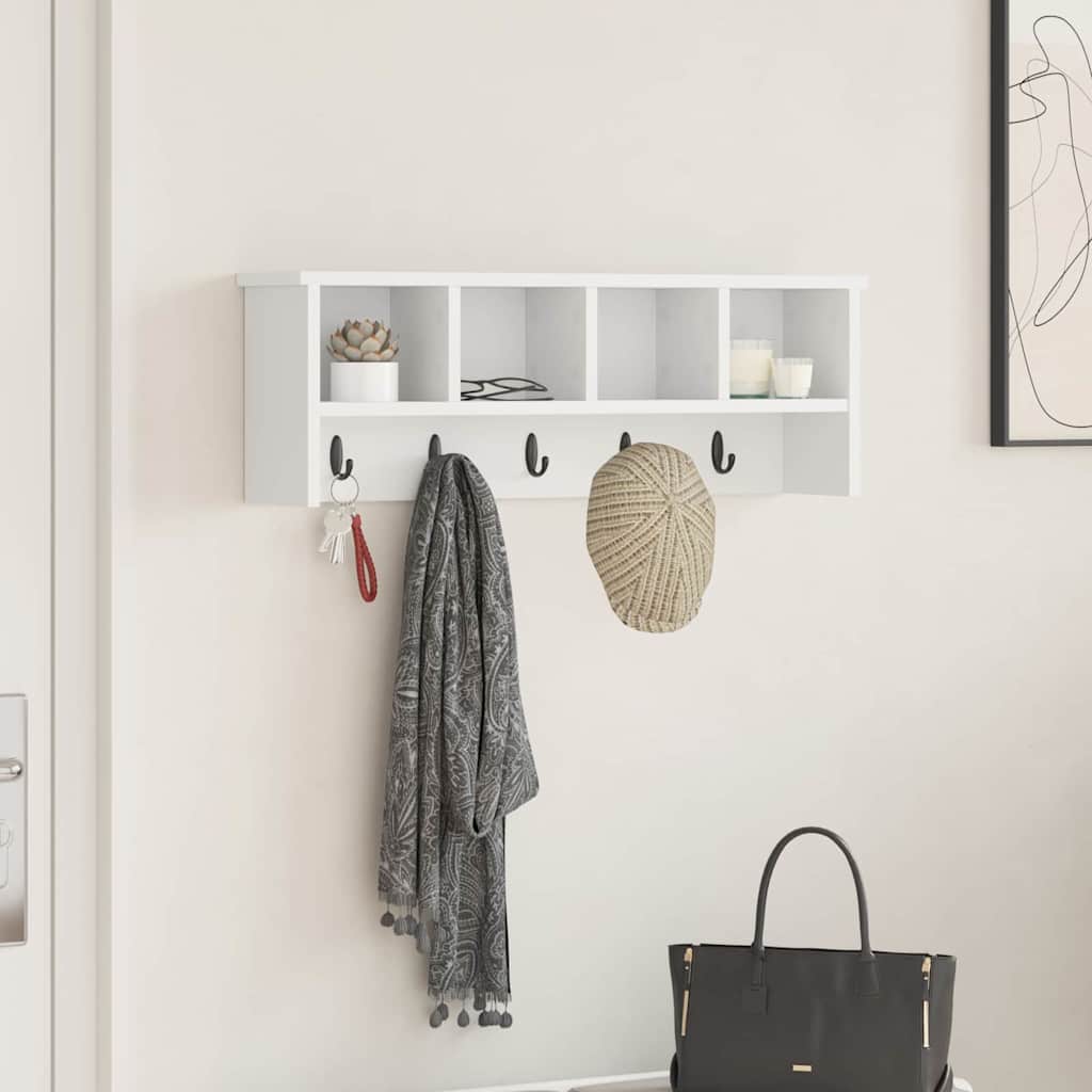 Τοίχου Κρεμάστρα Λευκό 75 x 16 x 26 εκ Επεξεργασμένο ξύλο