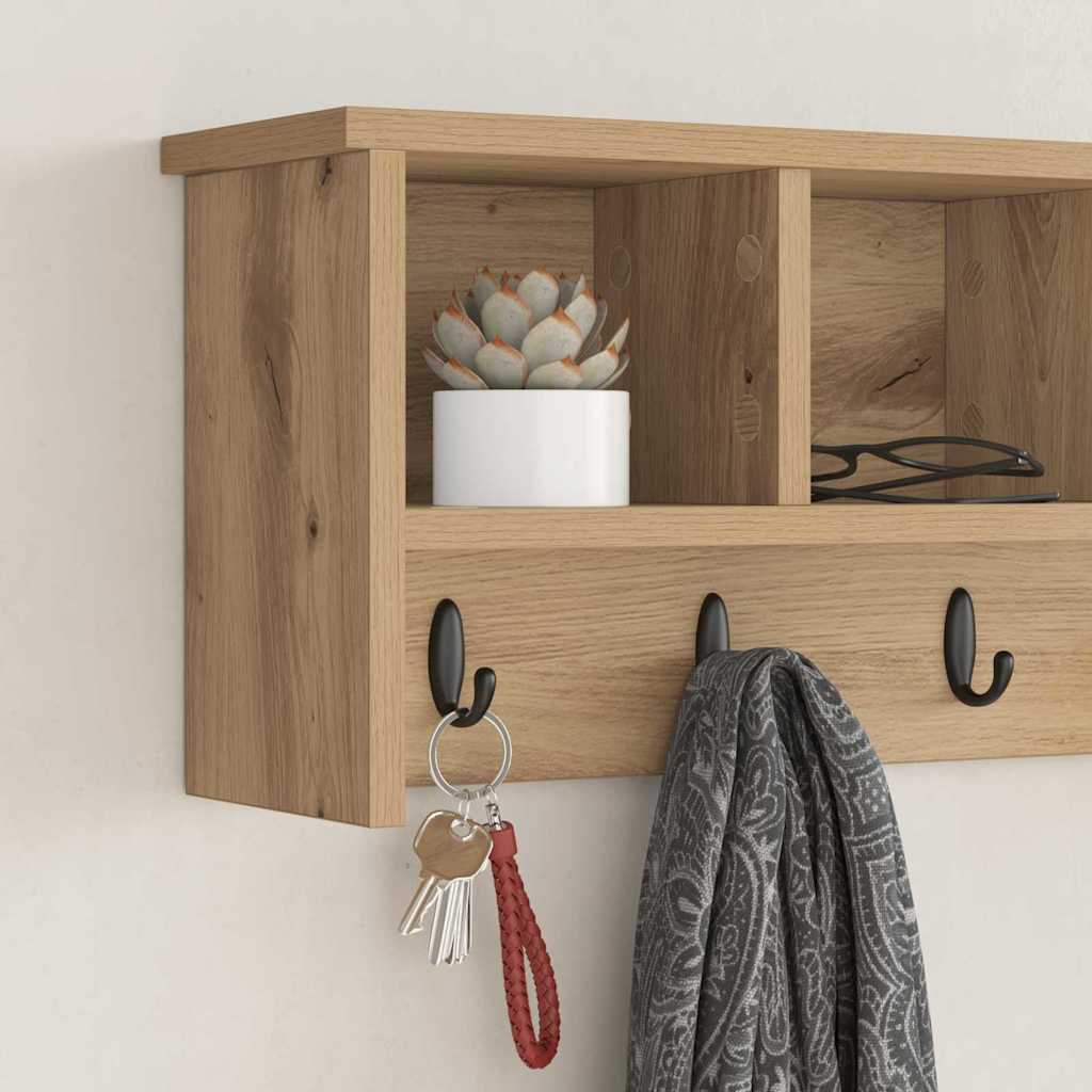 Τοίχου Κρεμάστρα με ράφι Επιτοίχιο artisan δρυς 75 x 16 x 26 εκ - Pakobazaar
