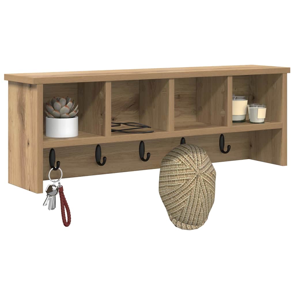 Τοίχου Κρεμάστρα με ράφι Επιτοίχιο artisan δρυς 75 x 16 x 26 εκ - Pakobazaar