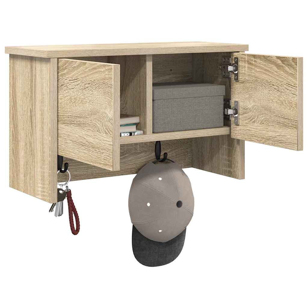 Τοίχου Κρεμάστρα με ράφι Επιτοίχιο Δρύς Sonoma 50 x 20 x 30 εκ. - Pakobazaar