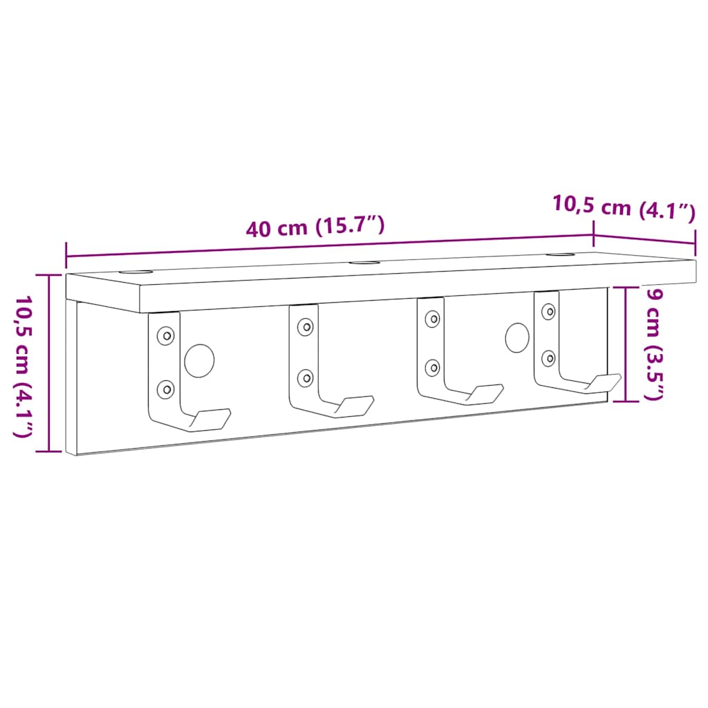 Τοίχου Κρεμάστρα Επιτοίχιο Παλιό ξύλο 40 x 10,5 x 10,5 εκ - Pakobazaar