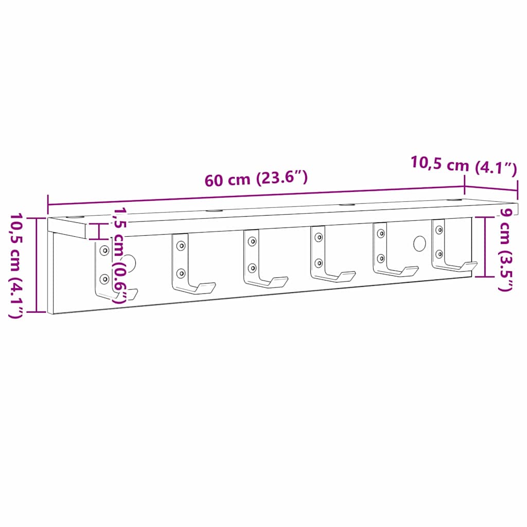 Τοίχου Κρεμάστρα Επιτοίχιο Παλιό ξύλο 60 x 10,5 x 10,5 εκ - Pakobazaar