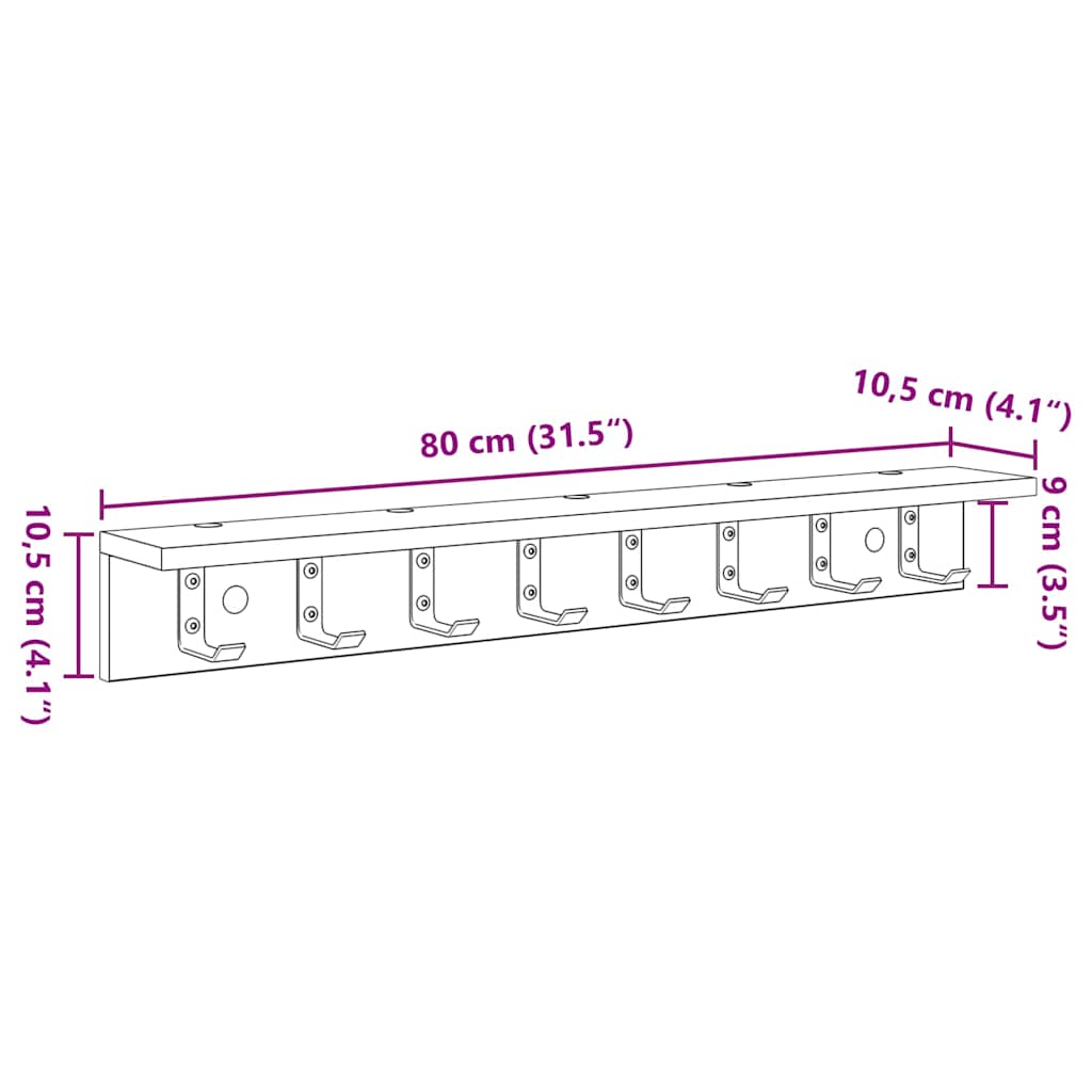 Τοίχου Κρεμάστρα Επιτοίχιο Γκρίζο Σονομα 80 x 10,5 x 10,5 εκ