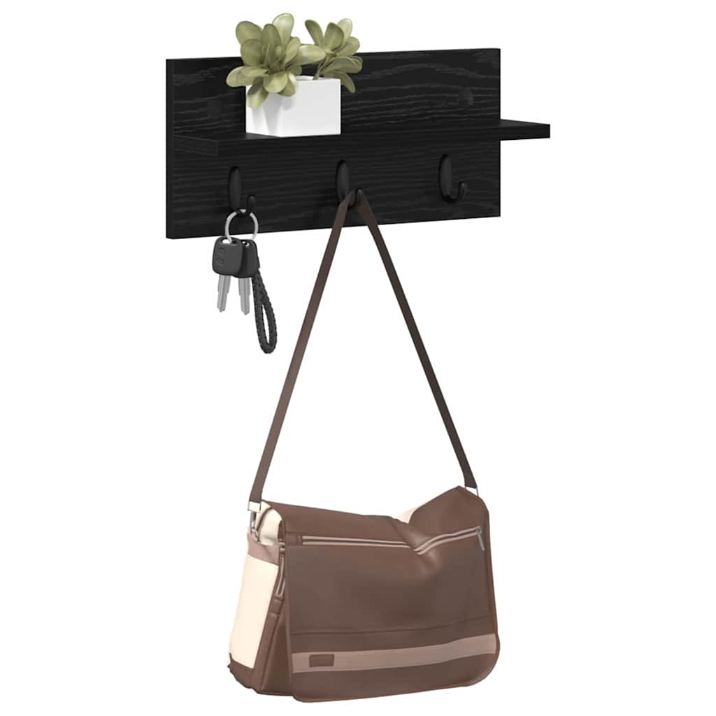 Τοίχου Κρεμάστρα Επιτοίχιο Μαύρη Οξυά 40 x 10,5 x 18 εκ - Pakobazaar