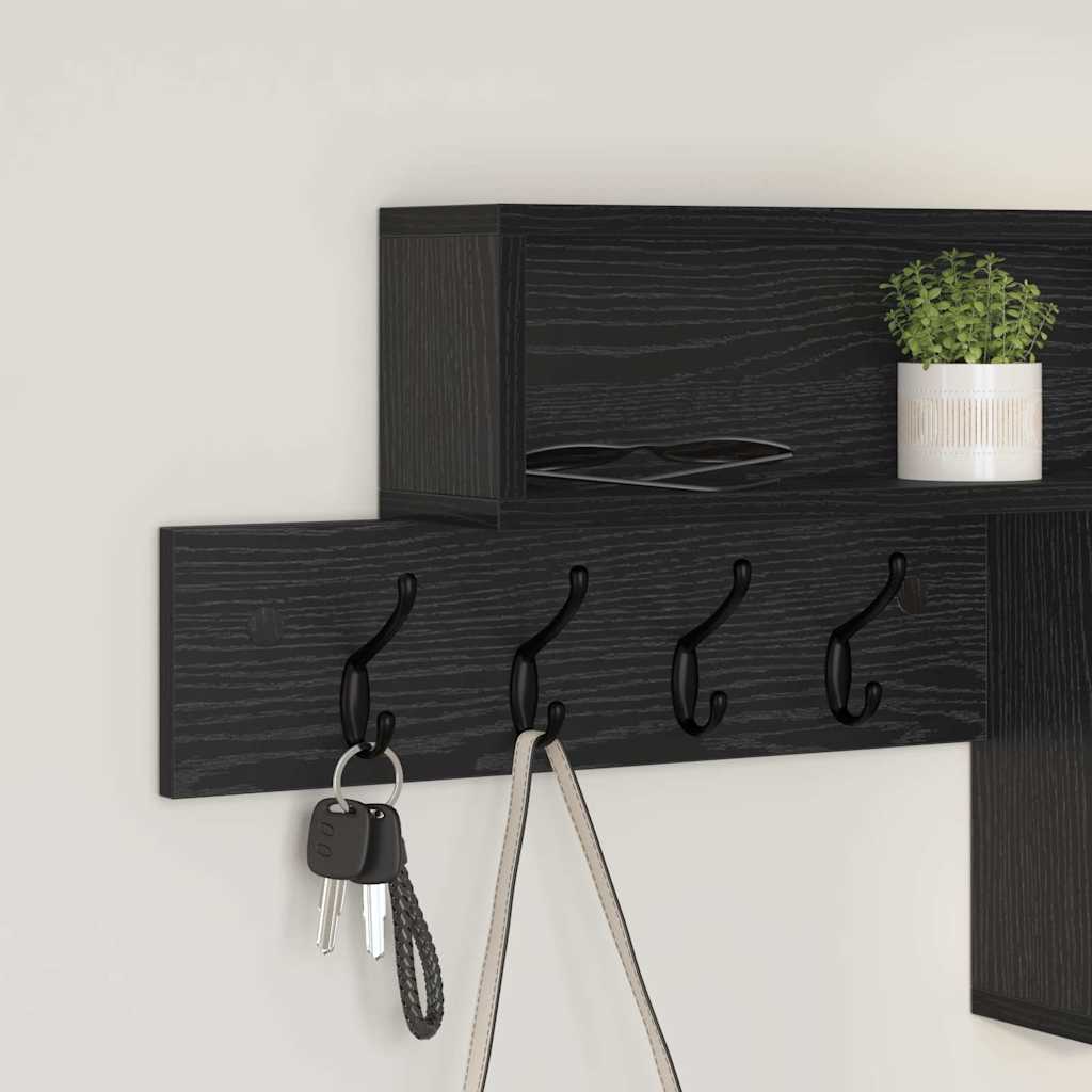 Τοίχου Κρεμάστρα με ράφι Μαύρη Οξυά 100 x 12 x 43,5 εκ - Pakobazaar