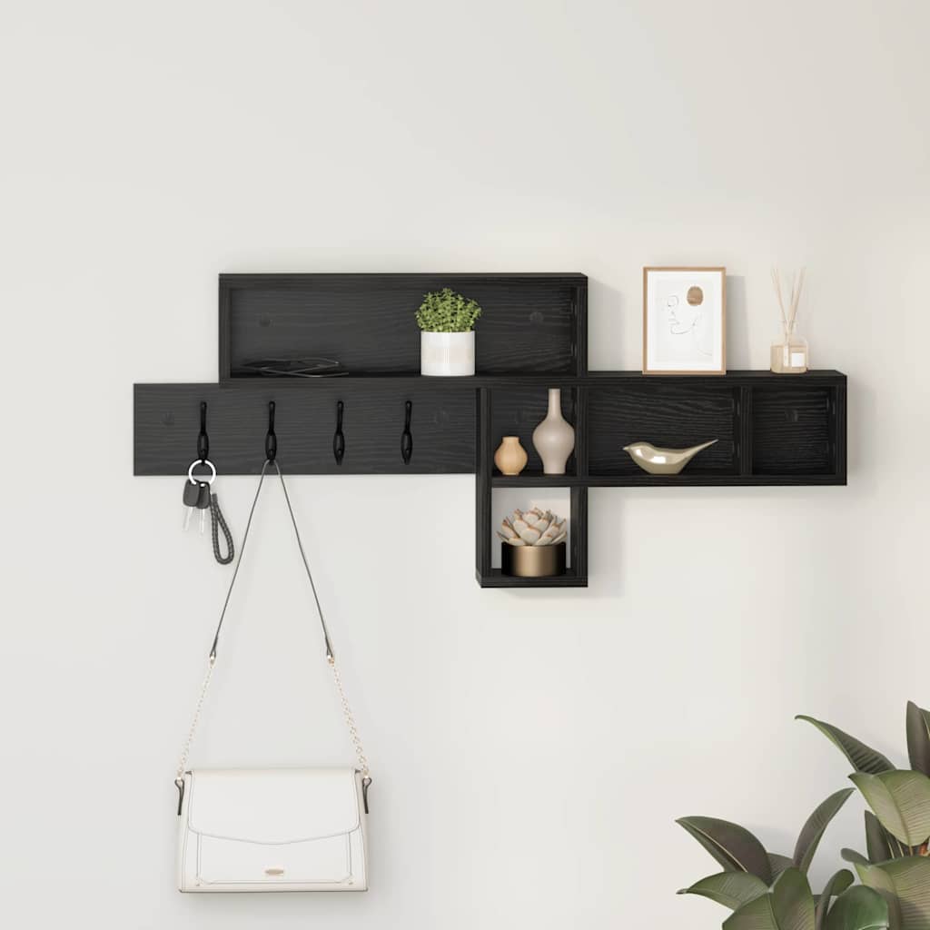 Τοίχου Κρεμάστρα με ράφι Μαύρη Οξυά 100 x 12 x 43,5 εκ - Pakobazaar