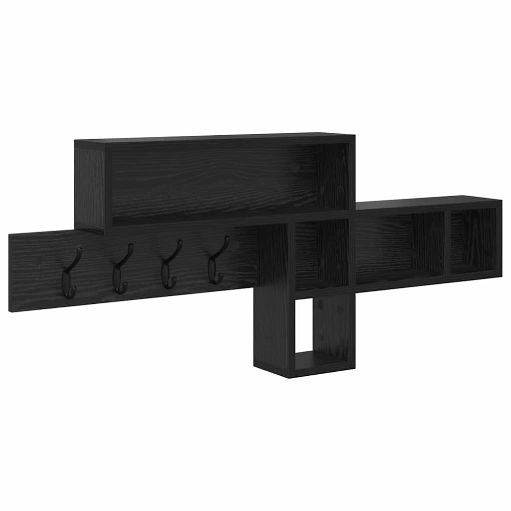Τοίχου Κρεμάστρα με ράφι Μαύρη Οξυά 100 x 12 x 43,5 εκ - Pakobazaar