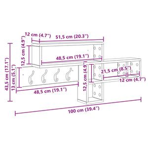 Τοίχου Κρεμάστρα με ράφι Artisan Oak 100 x 12 x 43,5 εκ - Pakobazaar