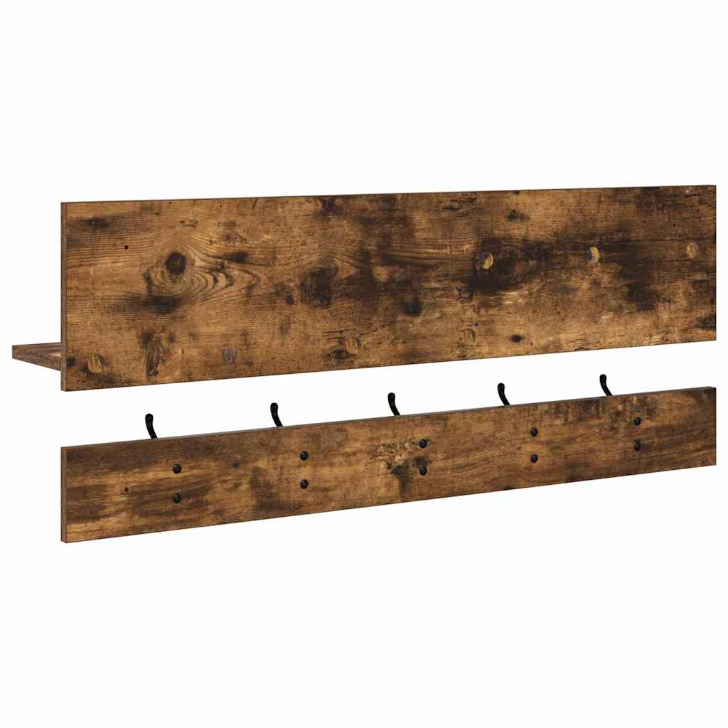 Τοίχου Κρεμάστρα με ράφι Καπνιστό Δρύς 90 x 15 x 36 εκ.