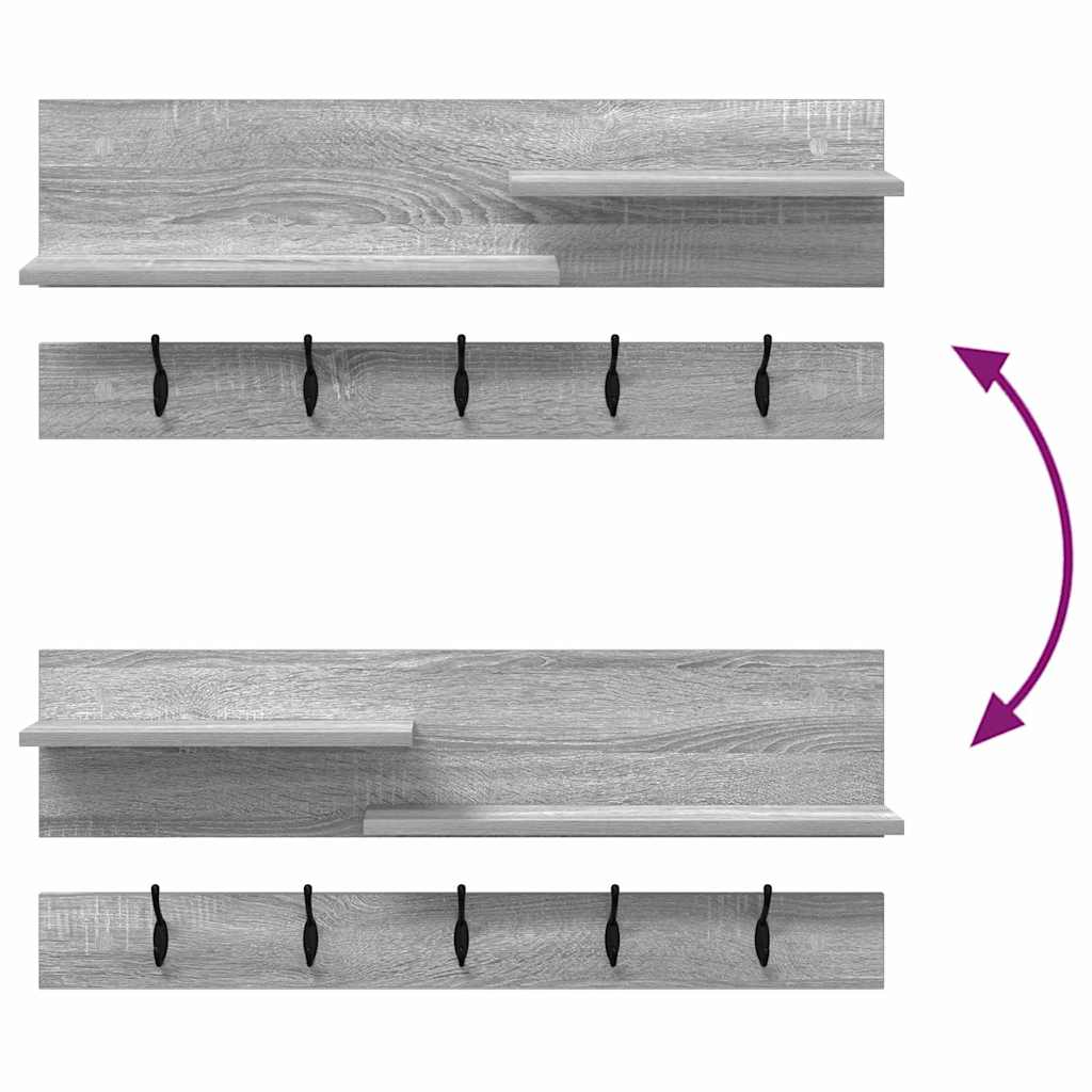 Τοίχου Κρεμάστρα με ράφι Γκρίζο Σονομα 90 x 15 x 36 εκ.