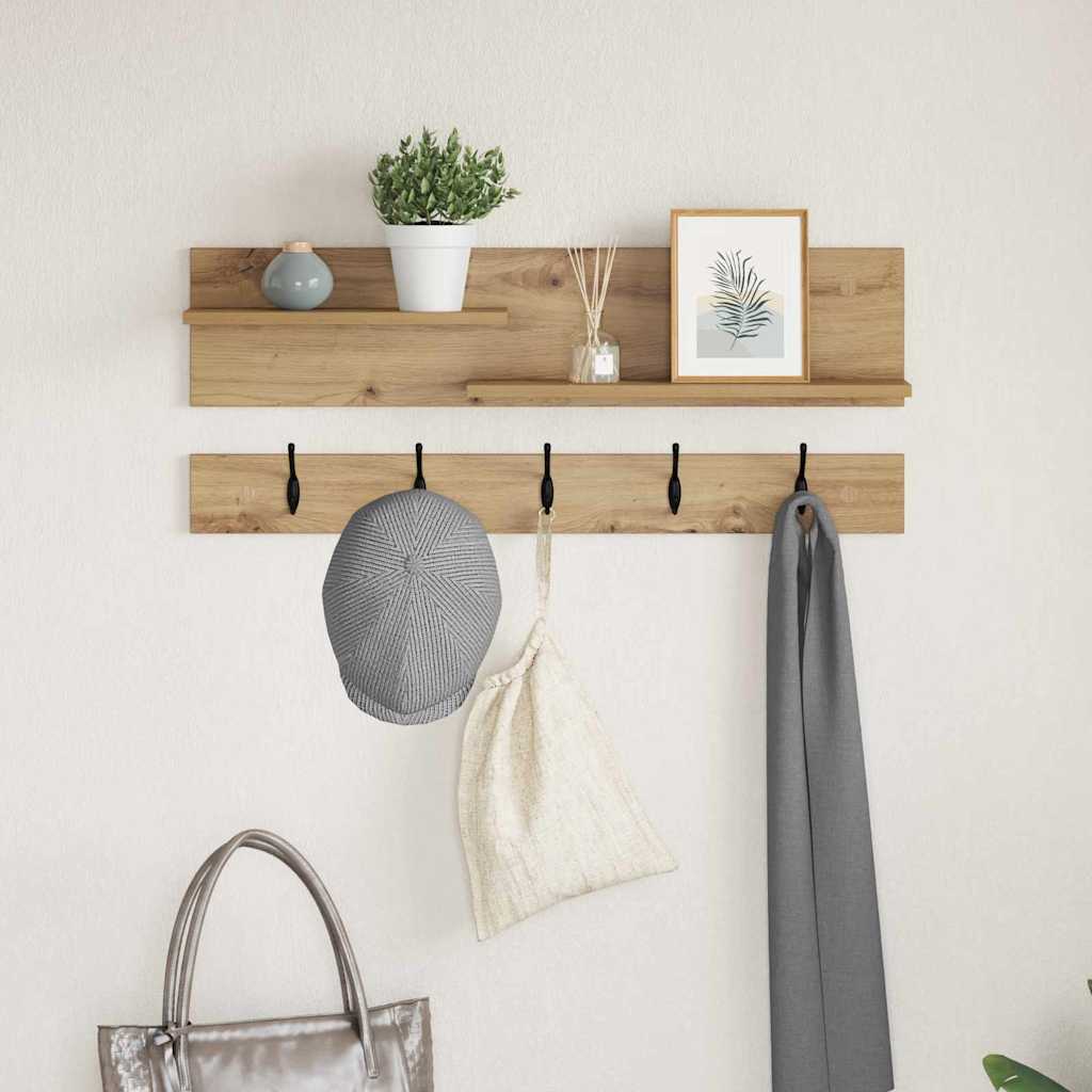 Τοίχου Κρεμάστρα με ράφι Επιτοίχιο Artisan Oak 90 x 15 x 36 εκ. - Pakobazaar