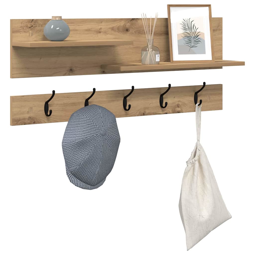 Τοίχου Κρεμάστρα με ράφι Επιτοίχιο Artisan Oak 90 x 15 x 36 εκ. - Pakobazaar