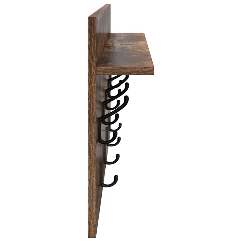 Τοίχου Κρεμάστρα με ράφι Καπνιστό Δρύς 80 x 40 x 12 cm