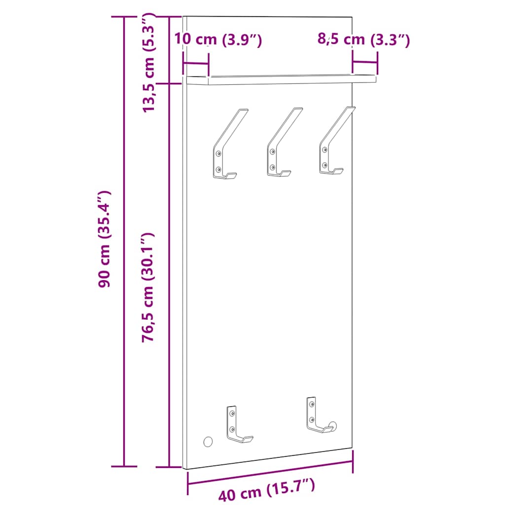 Τοίχου Κρεμάστρα Παλιό ξύλο 40 x 10 x 90 εκ. Επεξεργασμένο ξύλο - Pakobazaar