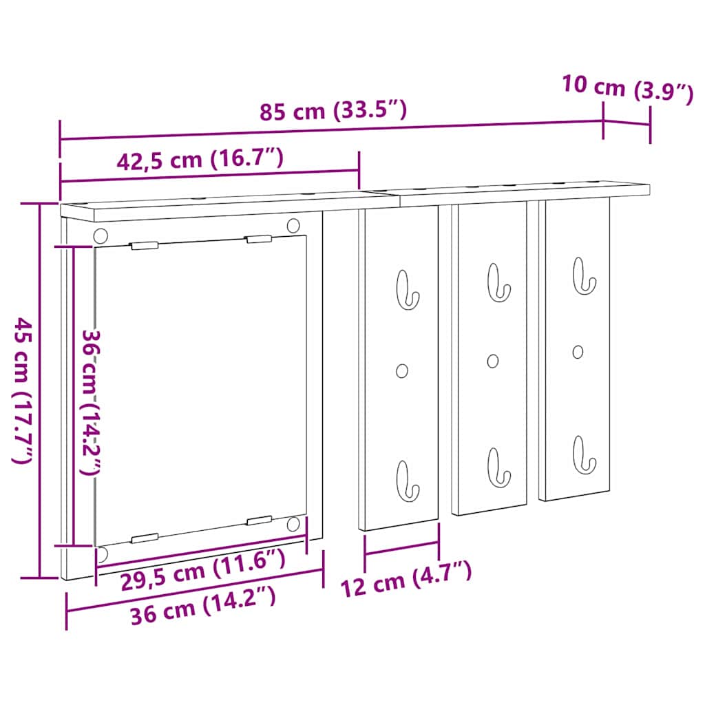 Τοίχου Κρεμάστρα Λευκό 85 x 10 x 45 εκ. Επεξεργασμένο ξύλο