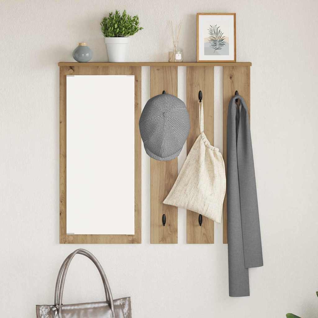 Τοίχου Κρεμάστρα με ράφι artisan δρυς 84 x 10 x 80 εκ. - Pakobazaar