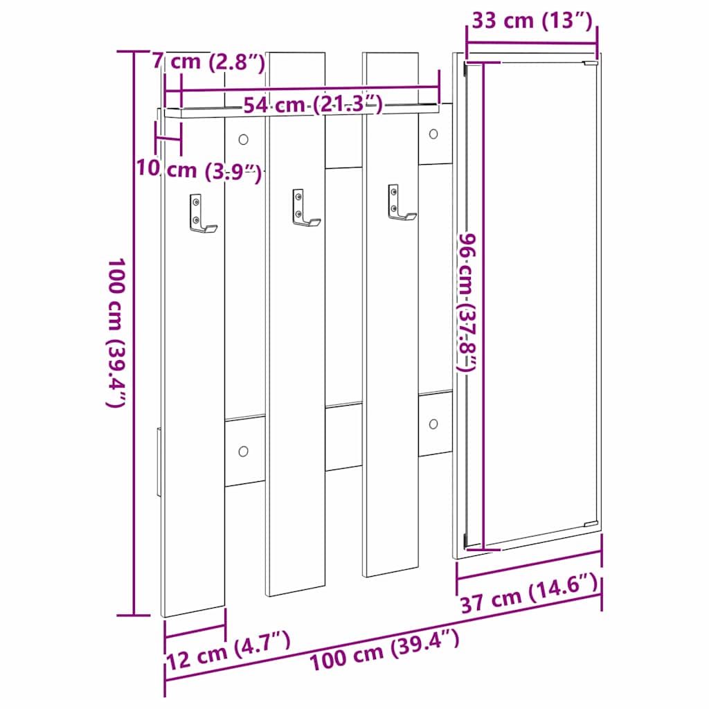 Τοίχου Κρεμάστρα Επιτοίχιο Σκυρόδεμα Γκρι 100 x 10 x 100 εκ.