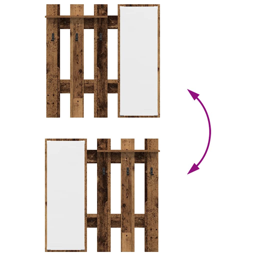 Τοίχου Κρεμάστρα Επιτοίχιο Παλιό ξύλο 100 x 10 x 100 εκ.