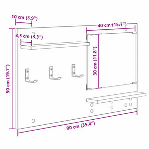 Τοίχου Κρεμάστρα με ράφι Καπνιστό Δρύς 90 x 10 x 50 εκ. - Pakobazaar