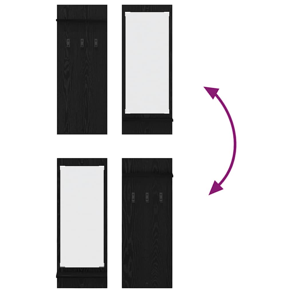 Τοίχου Κρεμάστρα Μαύρη Οξυά 70 x 10 x 90 εκ. Επεξεργασμένο ξύλο - Pakobazaar