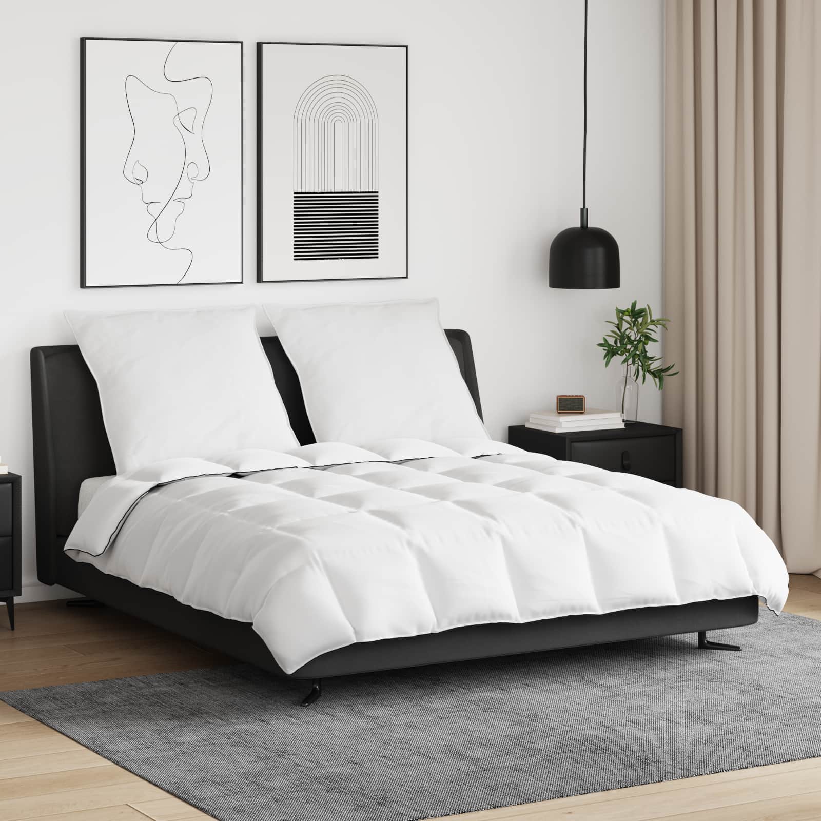 Χειμερινό Παπλωματοθήκη με μαξιλάρι 3 pcs Λευκό Φτέρος - Pakobazaar