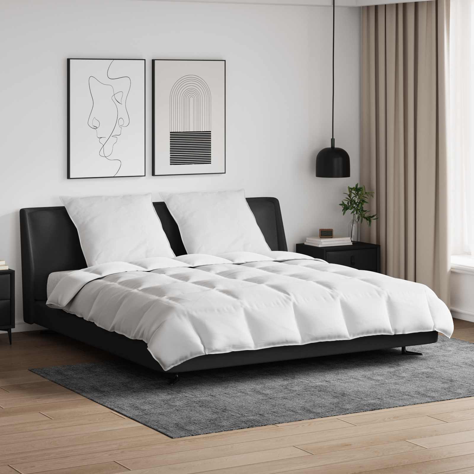 Σετ Παπλωμάτων με μαξιλάρι 3 pcs Λευκό Φτέρος - Pakobazaar
