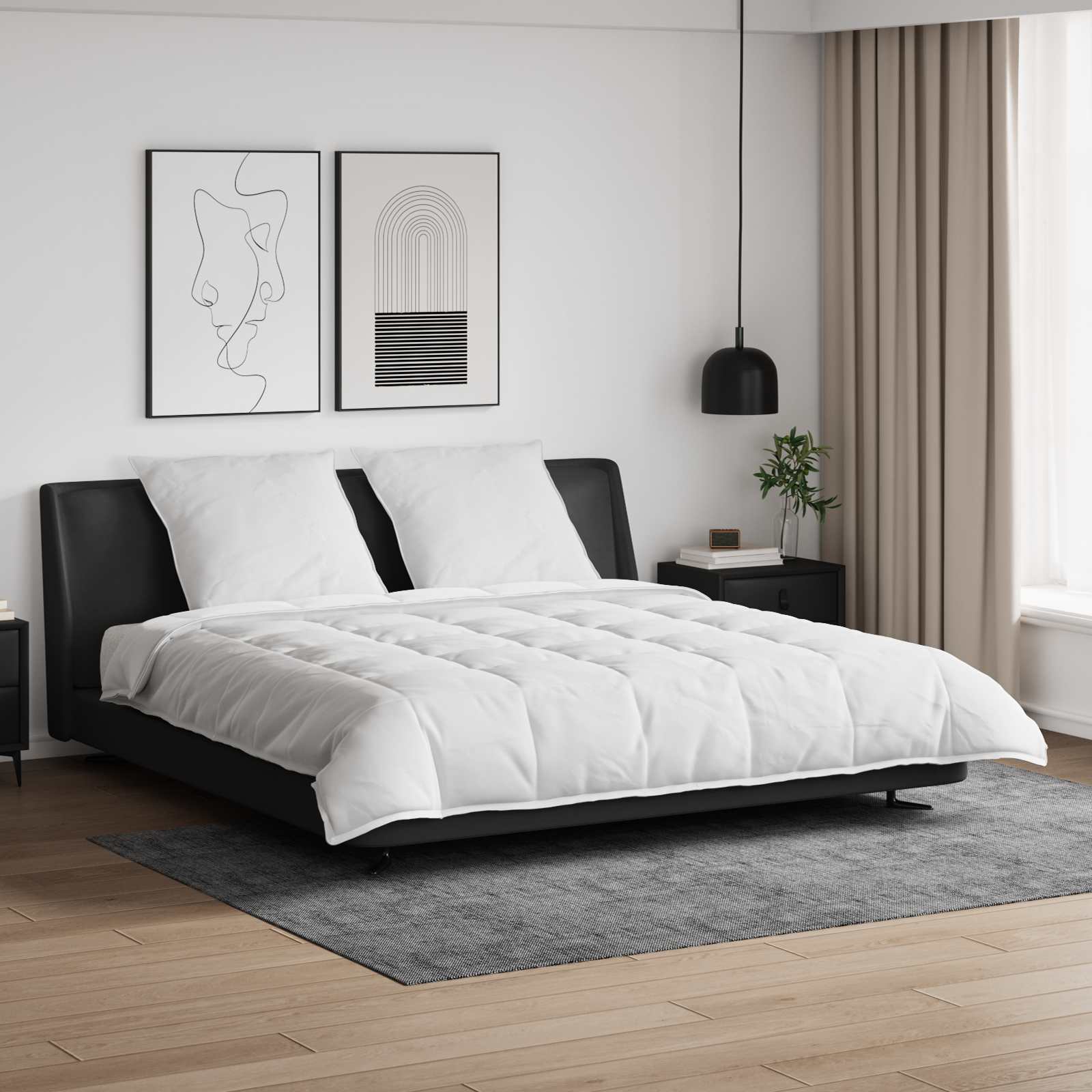 Σετ Παπλωμάτων με μαξιλάρι 3 pcs Λευκό Φτέρος - Pakobazaar