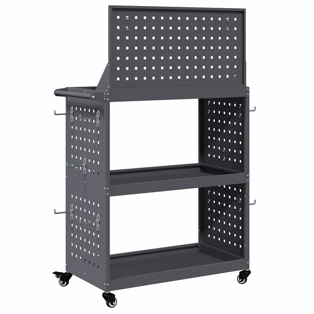 Καρότσι εργαλείων με ράφι με τροχούς Ανθρακί 65 x 35 x 111 εκ
