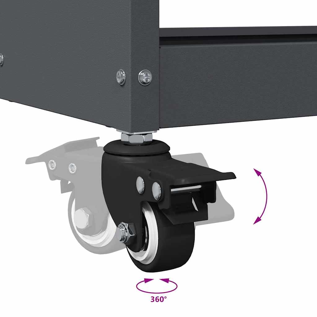 Καρότσι εργαλείων με ράφι με τροχούς Ανθρακί 65 x 35 x 111 εκ