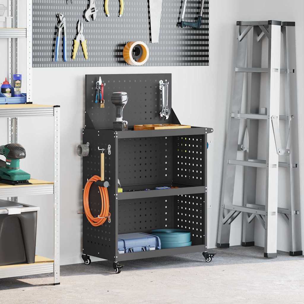 Καρότσι εργαλείων Μαύρο 65 x 35 x 111 εκ Ψυχρής έλασης χάλυβας - Pakobazaar