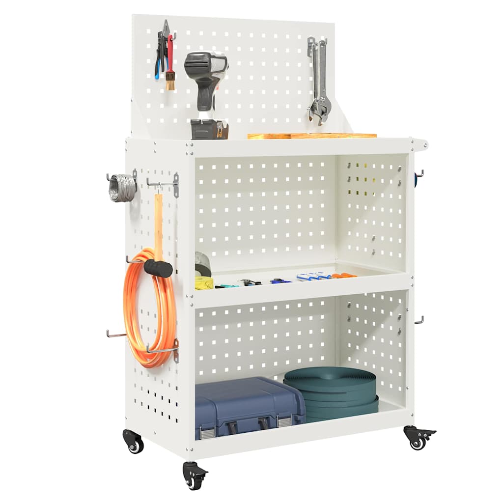 Καρότσι εργαλείων Λευκό 65 x 35 x 111 εκ Ψυχρής έλασης χάλυβας